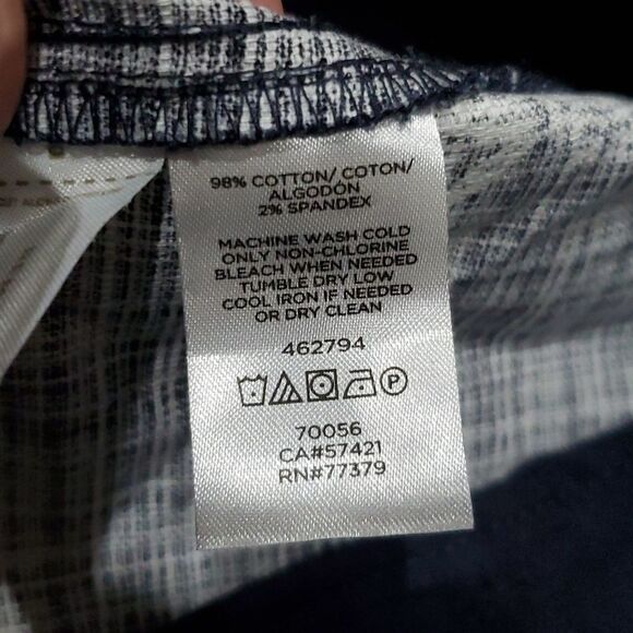 Ann Taylor The Cotton Crop Mid Rise Pineapple Pants in Navy Blue & White Size 12 - Picture 14 of 14